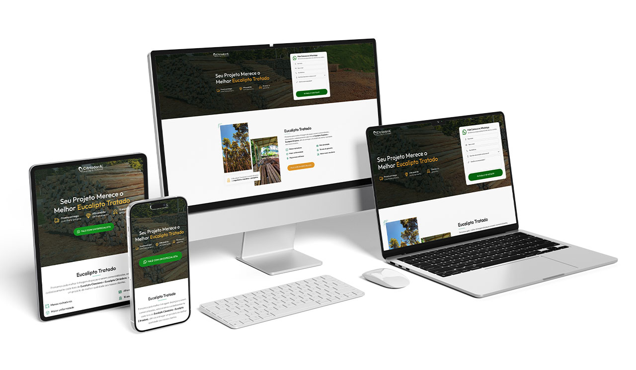 Interface da Landing Page da Citriodora Eucalipto